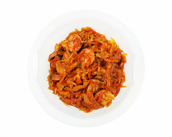 Капуста тушеная с сосисками